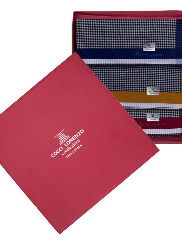 Hanky - Dark With Check Pattern Handkerchief Design no. 813 For Men (12pcs Pack)